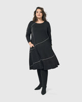 Nightingale Pullover Midi Dress, Black