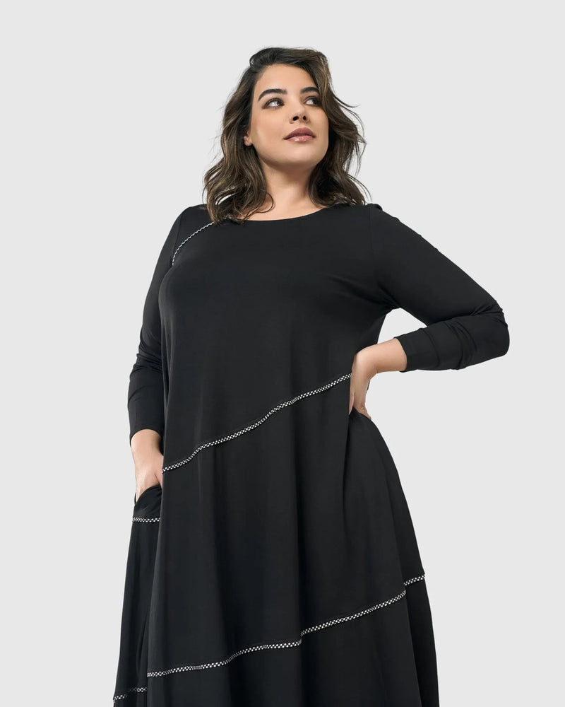 Nightingale Pullover Midi Dress, Black