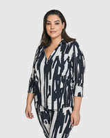 Cyber V-Neck Pullover Top, Brush