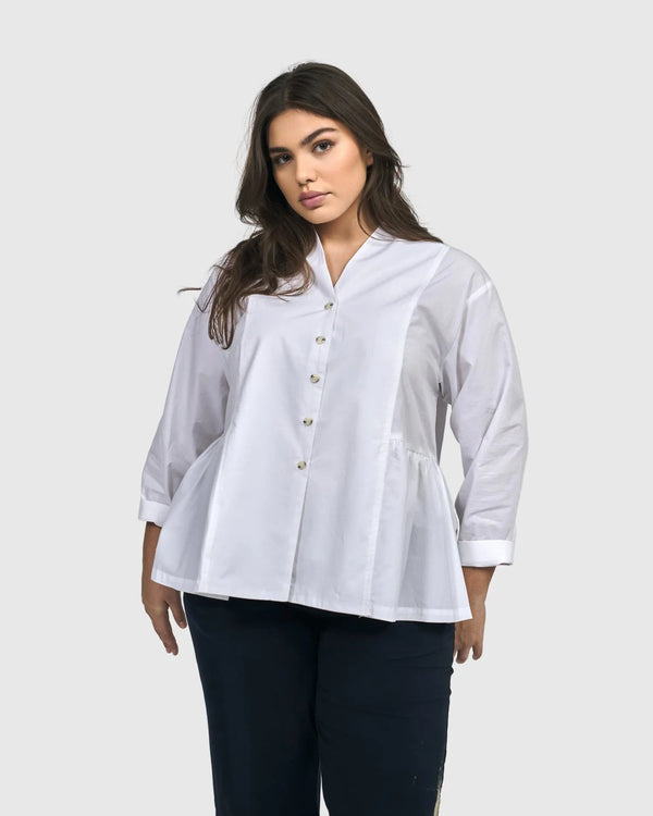 Addison Peplum Blouse, White
