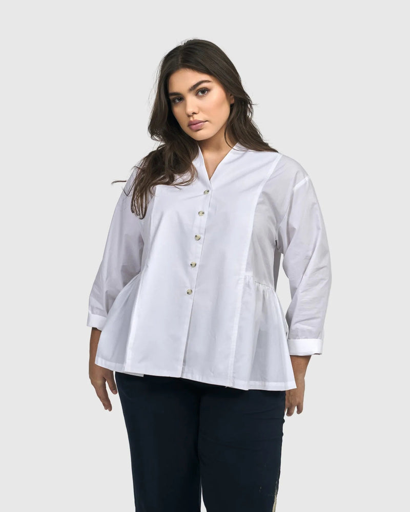 Addison Peplum Blouse, White