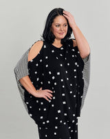 Boxy Dolman Cutout Top, Squares