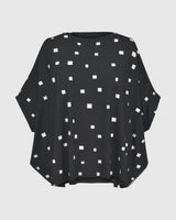 Boxy Dolman Cutout Top, Squares