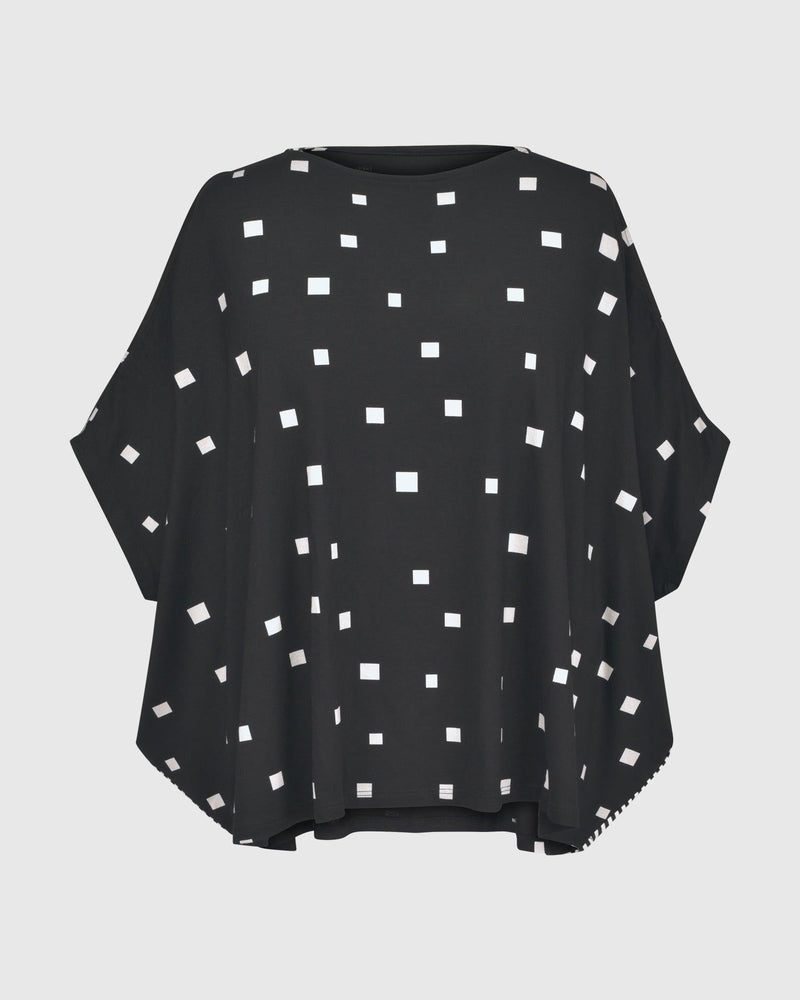 Boxy Dolman Cutout Top, Squares