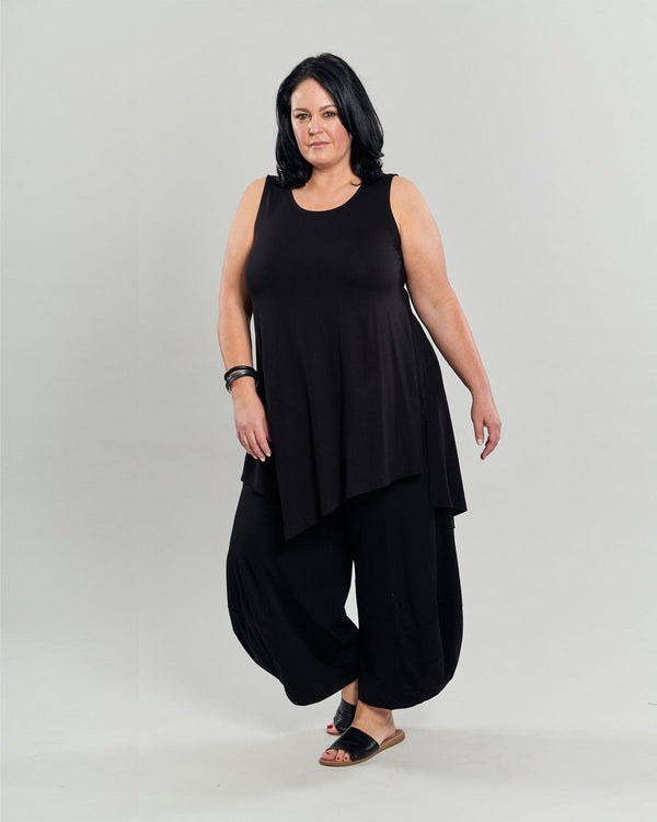 Ani Sleeveless Tunic Top, Black