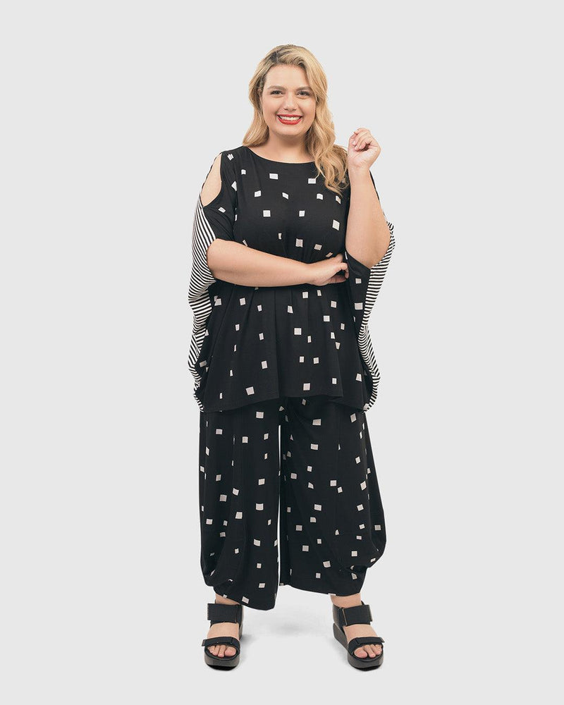 Boxy Dolman Cutout Top, Squares