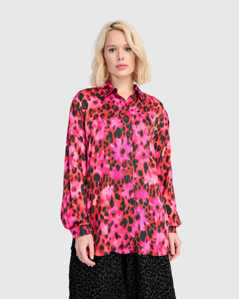Charmant Shirt, Fuchsia Print