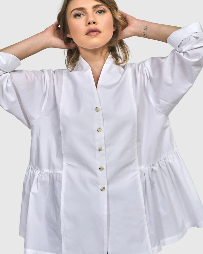Addison Peplum Blouse, White