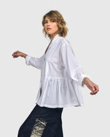 Addison Peplum Blouse, White