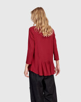 Addison 3/4 Sleeve Flouncy Tee, Maroon