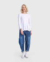 Addison 3/4 Sleeve Flouncy Tee, White