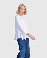 Addison 3/4 Sleeve Flouncy Tee, White