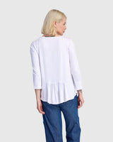 Addison 3/4 Sleeve Flouncy Tee, White