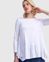 Addison 3/4 Sleeve Flouncy Tee, White