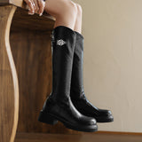 Womens Platform Plain Buckled Tall Boots